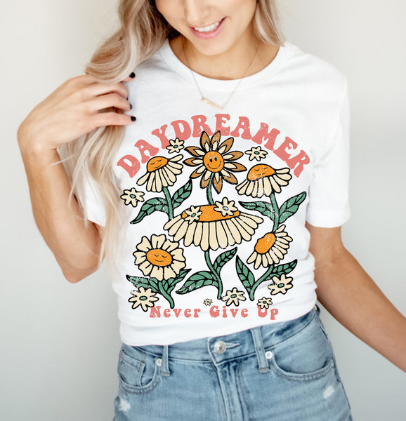 Boho Floral Shirt, Hippie Shirt, Daydreamer Shirt, Retro Tshirt, Floral t shirt, Summer tee, Flowers Tshirt, Garden Tee, Plants - 2.jpg