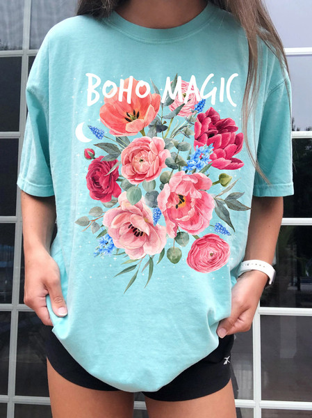 Boho Magic Floral T-Shirt, Botanical Shirt, Flower T-Shirt, Vintage Botanical Print, Wildflowers Graphic Shirt, Nature Lover, Gardening - 8.jpg