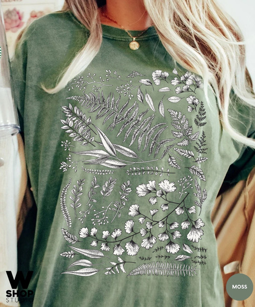 Botanical Shirt, Comfort Colors Shirt, Vintage T-shirt, Flower T shirt, Leaves Print, Vintage Floral Shirt, Graphic Tshirt, Wildflower - 2.jpg