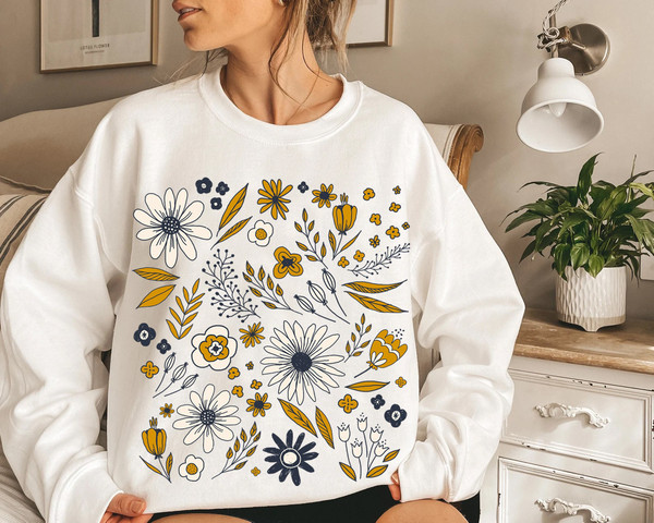 Flower Sweatshirt, Wildflower Women Sweatshirts, Plus Size, Ladies Flower Girl Gifts, Floral Gift, Girlfriend Gift - 8.jpg