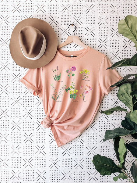 Flower t-shirt, Gift for her, Women trendy tshirt, Spring concept, Wild meadow flower nature tee, Floral Tee, Gardener Botanical Shirt - 4.jpg