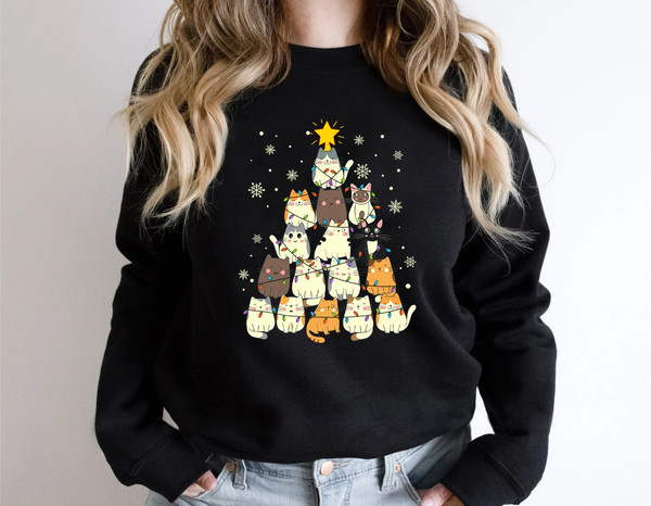 Merry Catmas Sweatshirt, Funny Christmas Sweat, Holiday Crewneck, Meowy Christmas, Cute Cat Sweater - 5.jpg