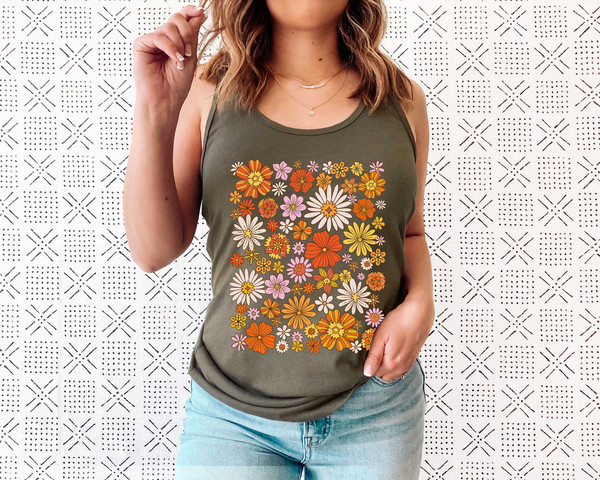 Retro Flower Tank Top, Wildflower Tank Tee, Wild Flowers Womens Top, Floral Tank Top, Gift for Women, Ladies Tank Top, Best Friend Gift - 7.jpg