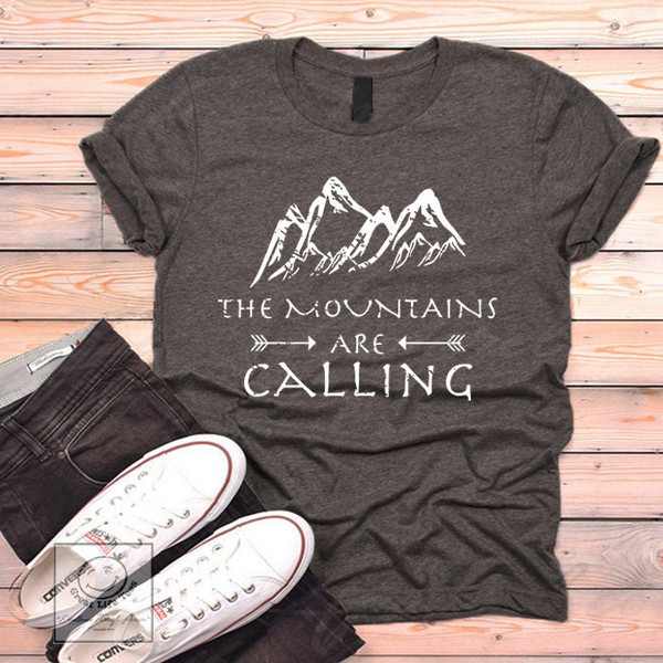 Mountains Are Calling Shirt, The Mountains Are Calling T-shirt, Hiking, Trailing, Mountain Climbing Tees - 1.jpg