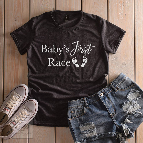 Baby Announcement Shirts, Baby's First Race, T-shirt, Baby Showers, Running Tees - 1.jpg