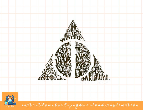 Kids Harry Potter Deathly Hallows Symbol Text Fill png, sublimate, digital download.jpg