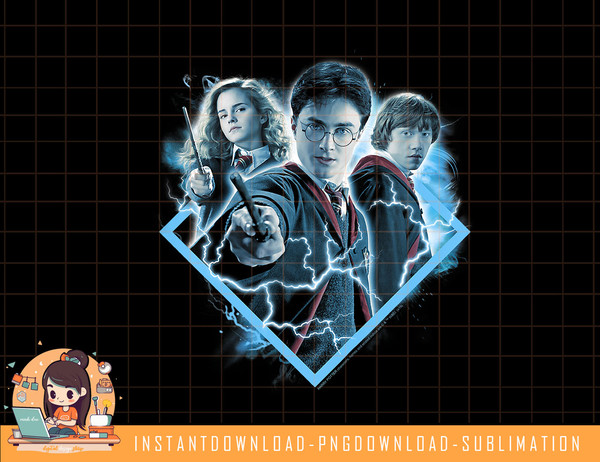Kids Harry Potter Ron Harry Hermione Blue Lighting Portrait png, sublimate, digital download.jpg