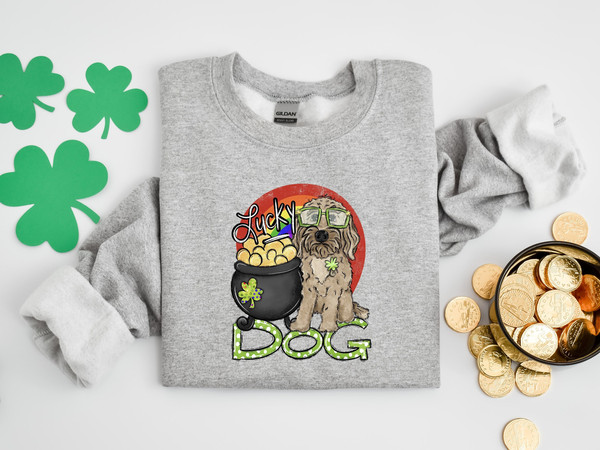 Lucky Dog Sweatshirt,Womens st pattys shirt, st patricks day shirt, womens st paddys, cute st pattys shirt, st pattys women - 1.jpg