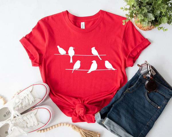 Birds t-shirt, Birds on a wire, Graphic womens shirt, Graphic birds, Nature shirt, animal, Gift for family, Brother, Sister Gift - 4.jpg