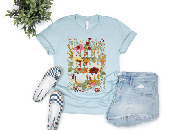 Keep Blooming Tee, Floral T-shirt, Bohemian Style Shirt, Butterfly Shirt, Trending Right Now, Women's Graphic T-shirt, Love Tee - 7.jpg