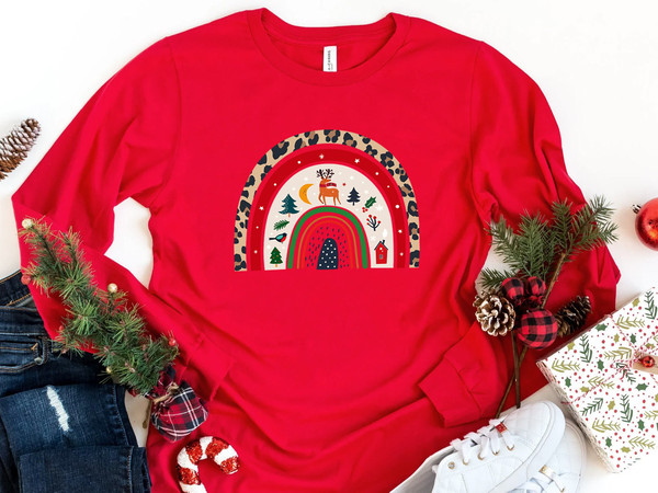 Rainbow Christmas Sweatshirt, Merry & Bright Long Sleeve Shirt, Women Gift Idea, Trendy Christmas Rainbow, Long Sleeve T shirt - 5.jpg