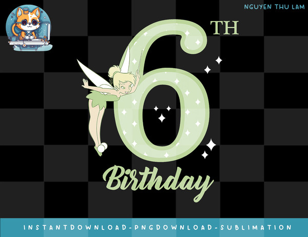 Disney Peter Pan 6th Birthday Tinkerbell Portrait png, digital prints.jpg