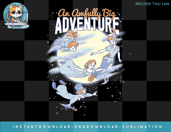 Disney Peter Pan Big Adventure Night Sky Fly Vintage png, digital prints.jpg