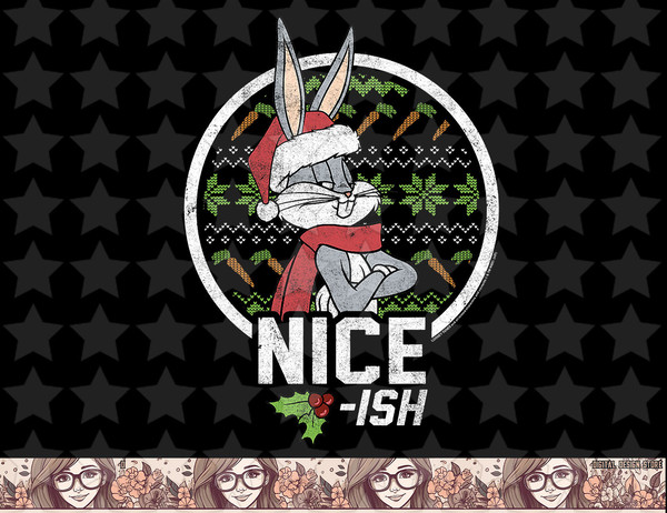 Looney Tunes Christmas Bugs Bunny Nice-ish png, sublimation, digital download .jpg