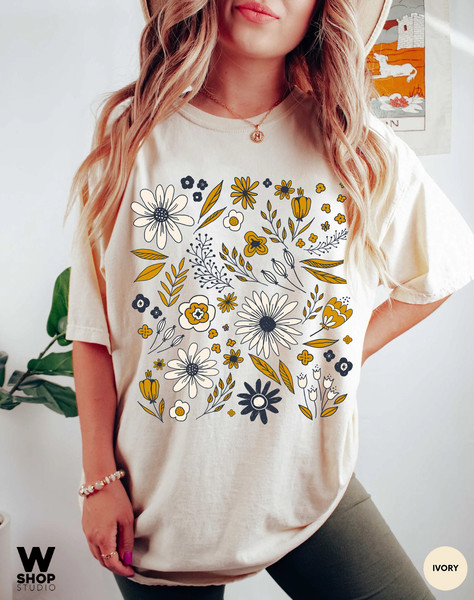 Wildflower Tshirt, Comfort Colors Shirt, Floral Tshirt, Flower Shirt, Gift for Women, Ladies Shirts, Best Friend Gift - 3.jpg