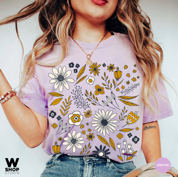 Wildflower Tshirt, Comfort Colors Shirt, Floral Tshirt, Flower Shirt, Gift for Women, Ladies Shirts, Best Friend Gift - 4.jpg