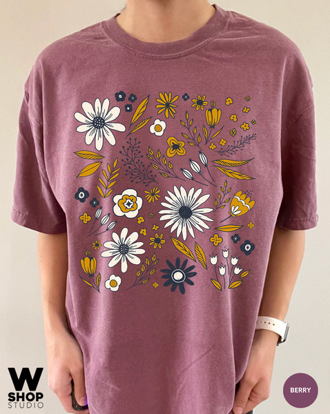 Wildflower Tshirt, Comfort Colors Shirt, Floral Tshirt, Flower Shirt, Gift for Women, Ladies Shirts, Best Friend Gift - 5.jpg