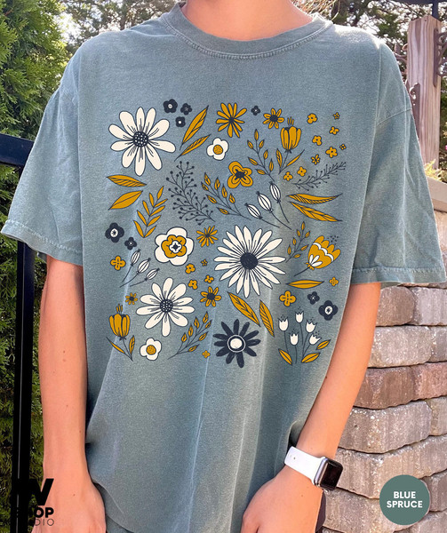 Wildflower Tshirt, Comfort Colors Shirt, Floral Tshirt, Flower Shirt, Gift for Women, Ladies Shirts, Best Friend Gift - 6.jpg