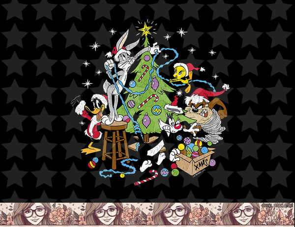 Looney Tunes Christmas Group Shot Decorate The Tree png, sublimation, digital download .jpg
