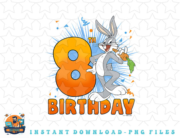 Looney Tunes Bugs Bunny 8th Birthday png, sublimation, digital download.jpg