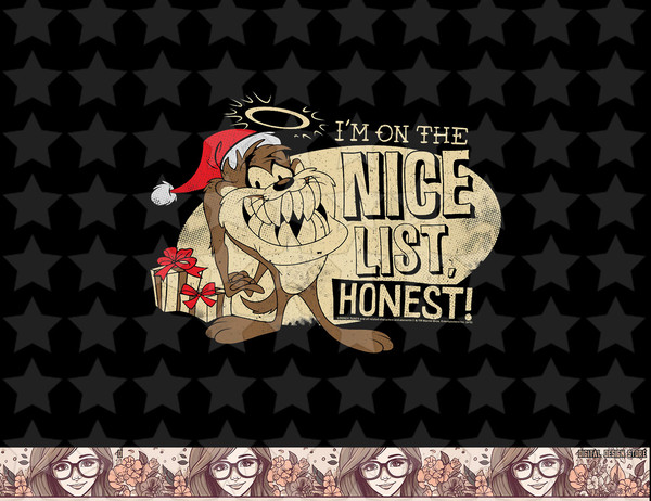 Looney Tunes Christmas Taz Im On The Nice List Honest png, sublimation, digital download .jpg