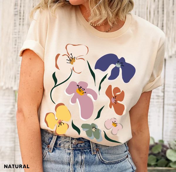 Flower Shirt, Gift For Her, Flower Shirt Aesthetic, Floral Graphic Tee, Floral Shirt, Flower T-shirt, Wild Flower Shirt, Wildflower T-shirt - 2.jpg