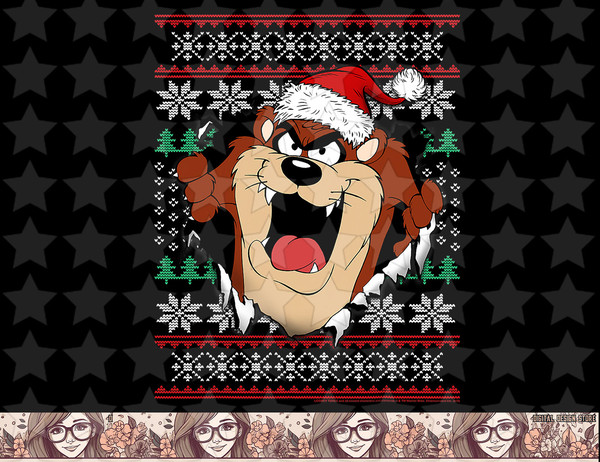 Looney Tunes Christmas Taz Ugly Sweater Style png, sublimation, digital download .jpg