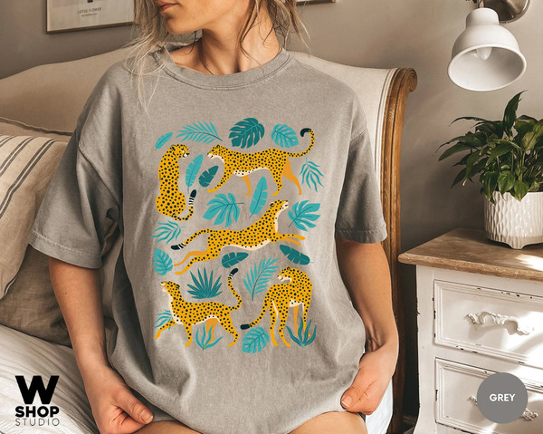 Tiger Graphic Tee, Comfort Colors Shirt, Trendy Boho Shirt, Women Botanical Shirt, Wild Animal T shirt, Safari Jungle Tee - 2.jpg