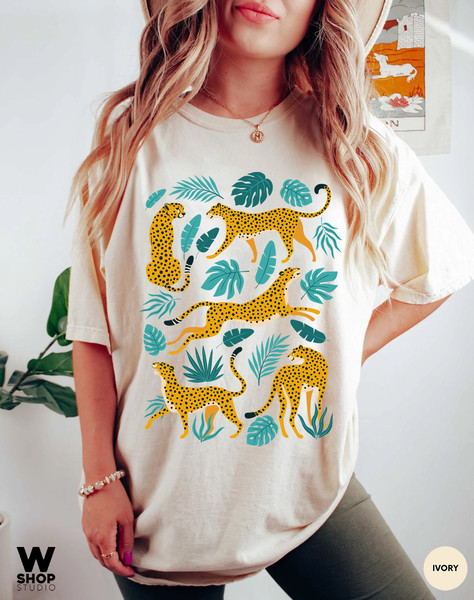 Tiger Graphic Tee, Comfort Colors Shirt, Trendy Boho Shirt, Women Botanical Shirt, Wild Animal T shirt, Safari Jungle Tee - 3.jpg