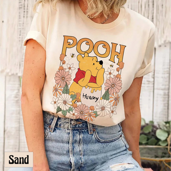 Retro Floral Winnie The Pooh Shirt, Disney Winnie The P - Inspire Uplift