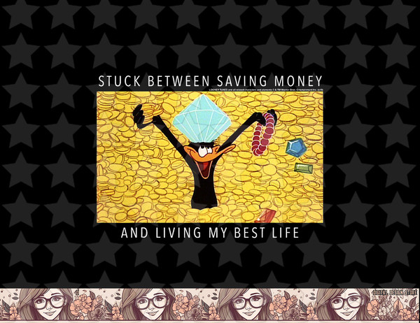 Looney Tunes Daffy Duck Stuck Between Saving Money Meme png, sublimation, digital download .jpg