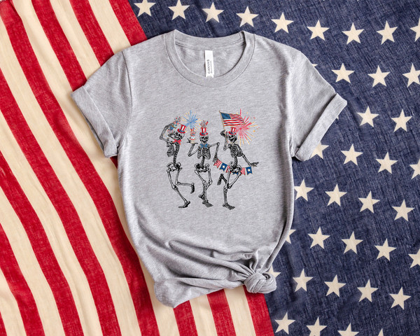 Dancing Skeletons 4th of July Shirt, Patriotic Skeleton Shirts, Dead Inside But Freedom, Happy 4th of July Shirt, Skeleton Fireworks T-Shirt - 2.jpg