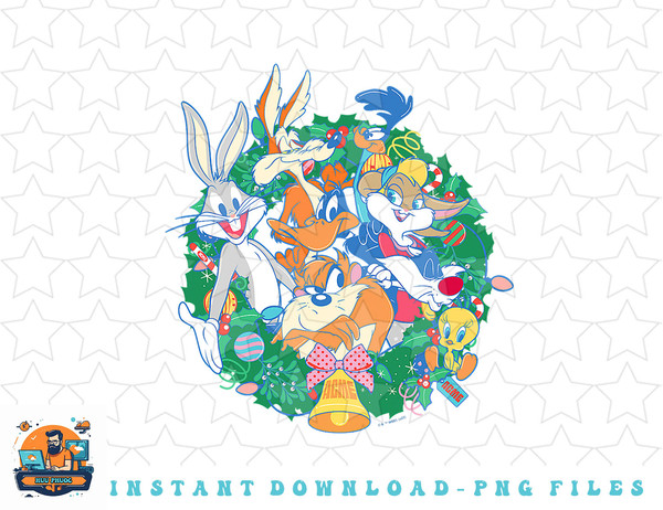 Looney Tunes Christmas Group Shot Wreath png, sublimation, digital download.jpg