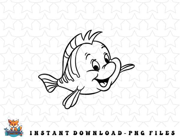 Disney The Little Mermaid Flounder Simple Black Outline png, sublimation, digital download.jpg