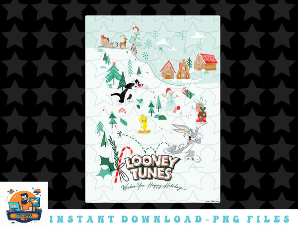 Looney Tunes Christmas Snow Day Poster png, sublimation, digital download.jpg