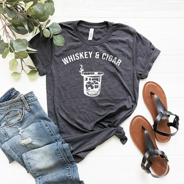 Whiskey And Cigar Shirt, Funny Drinking Shirt, Alcohol T shirt, Whiskey Lover Gift, Cigar Lover Shirt, Whiskey Cigars Gift, Smoker Tee - 2.jpg