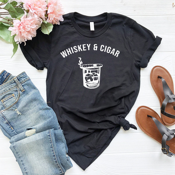 Whiskey And Cigar Shirt, Funny Drinking Shirt, Alcohol T shirt, Whiskey Lover Gift, Cigar Lover Shirt, Whiskey Cigars Gift, Smoker Tee - 5.jpg