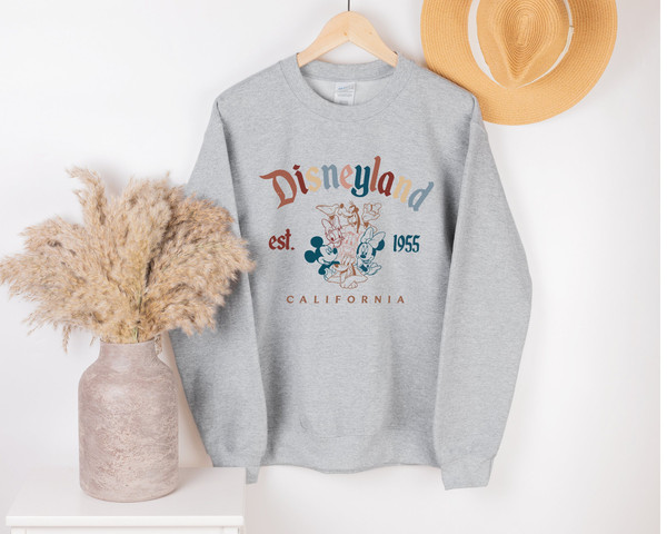 Retro Mickey And Friends Disneyland Est 1955 Sweatshirt, Family Vacation  Sweatshirt, Sweatshirts For Women, Crewneck Sweater, Disneyland Sweatshirts