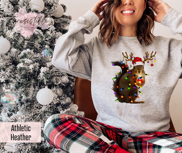 Christmas Squirrel Sweatshirt Gift For Kids, Kids Christmas Sweatshirt, Santa Hat Hoodie, Christmas Light Sweater, Christmas Reindeer Outfit - 4.jpg