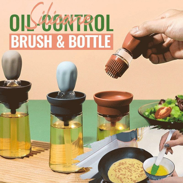 Kitchen Oil Bottle Oil Brush Silicone Olive Oil Bottle Brush Set 2 In 1  Baking Barbecue Grill Oil Bottle Brush Cooking BBQ Tool