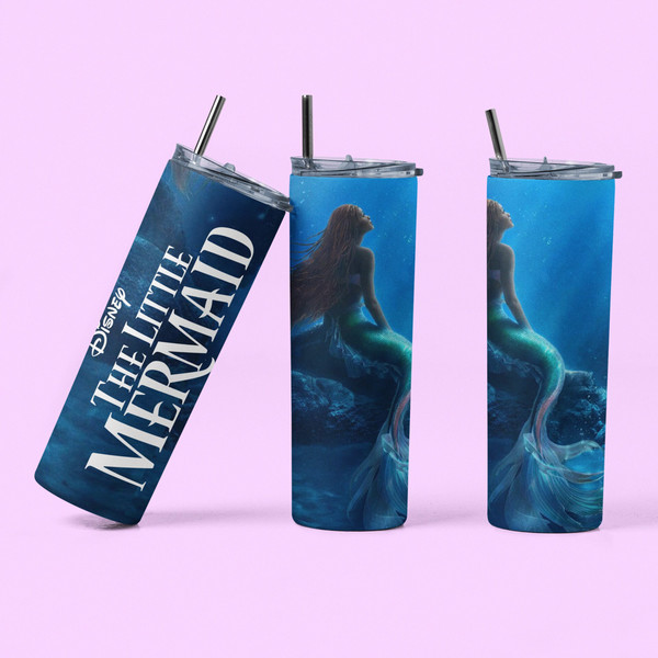 live action little mermaid tumbler cup| halle bailey