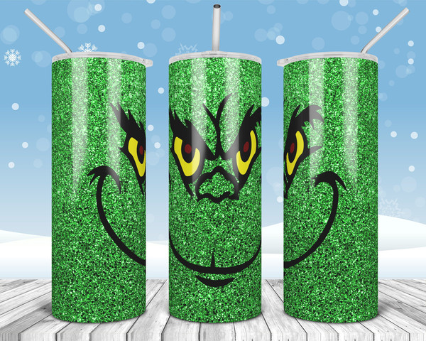 Christmas Grinch Tumbler Wrap Design  Grinch Face Glitter Tumbler PNG  Christmas Grinch Sublimation  Merry Grinchmas  Waterslide PNG.jpg