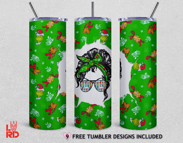 Christmas Tumbler Wrap PNG, 20oz Skinny Tumbler Sublimation, Xmas Mom Grinch Christmas Designs, Grinch Tumbler PNG File Digital Download.jpg