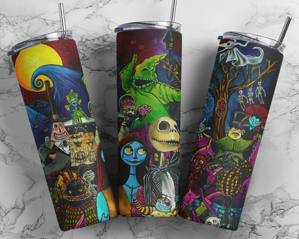 The Nightmare Before Christmas 20oz Skinny Tumbler, Halloween Tumbler Sublimation, PNG StraightTapered Files, Instant Download.jpg