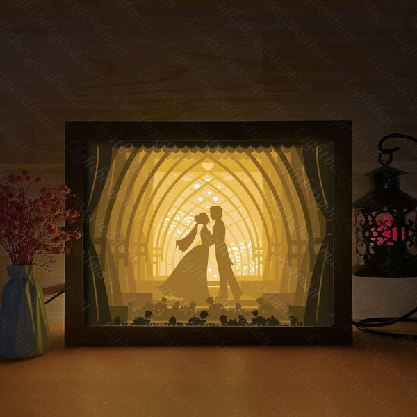 3D Wedding Shadow Box Template