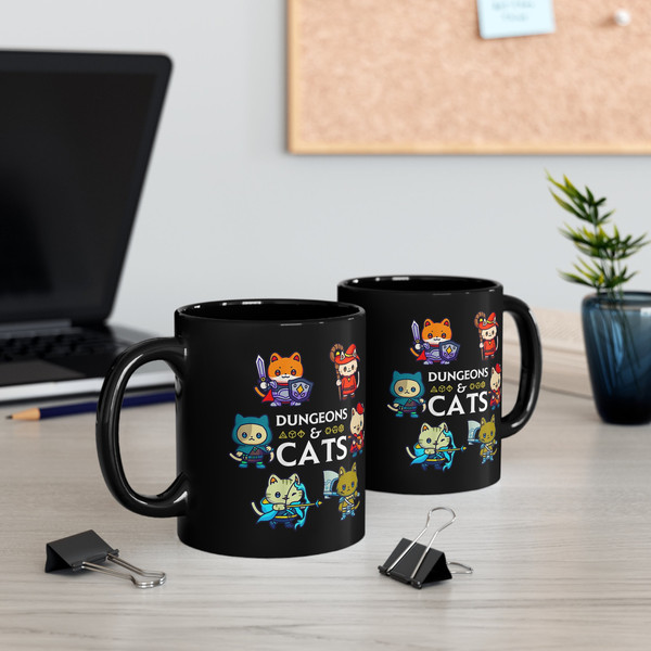 Dungeons & Cats Mug, DND Dungeons and Dragons Cats Mug, DND Ceramic Mug, Cat DnD Mug, D20 Dice Dungeon Cats Mug, Cute Dungeons Cats Mug - 4.jpg