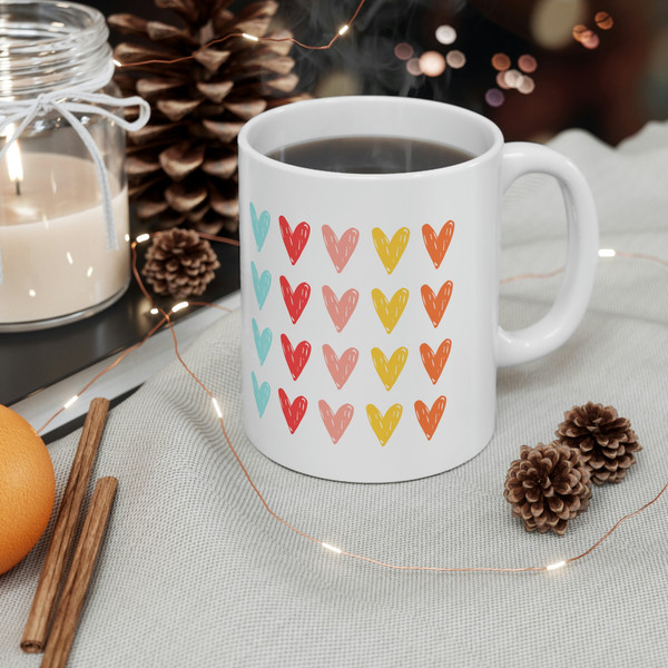 Colorful Hearts Ceramic Mug 11oz, Mug Gift for Love, Gift Mug for Valentine's Day, Ceramic Mug 11oz - 5.jpg