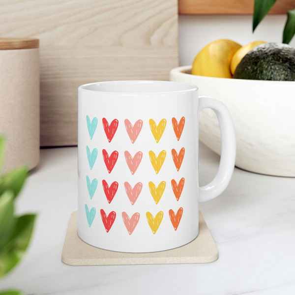 Colorful Hearts Ceramic Mug 11oz, Mug Gift for Love, Gift Mug for Valentine's Day, Ceramic Mug 11oz - 7.jpg