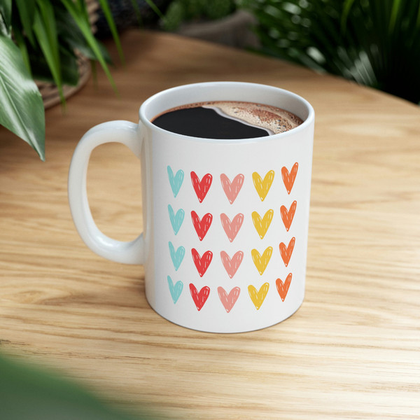 Colorful Hearts Ceramic Mug 11oz, Mug Gift for Love, Gift Mug for Valentine's Day, Ceramic Mug 11oz - 8.jpg
