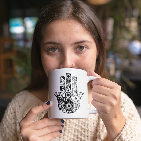 Hamsa Symbol Coffee Mug Microwave and Dishwasher S - Inspire Uplift